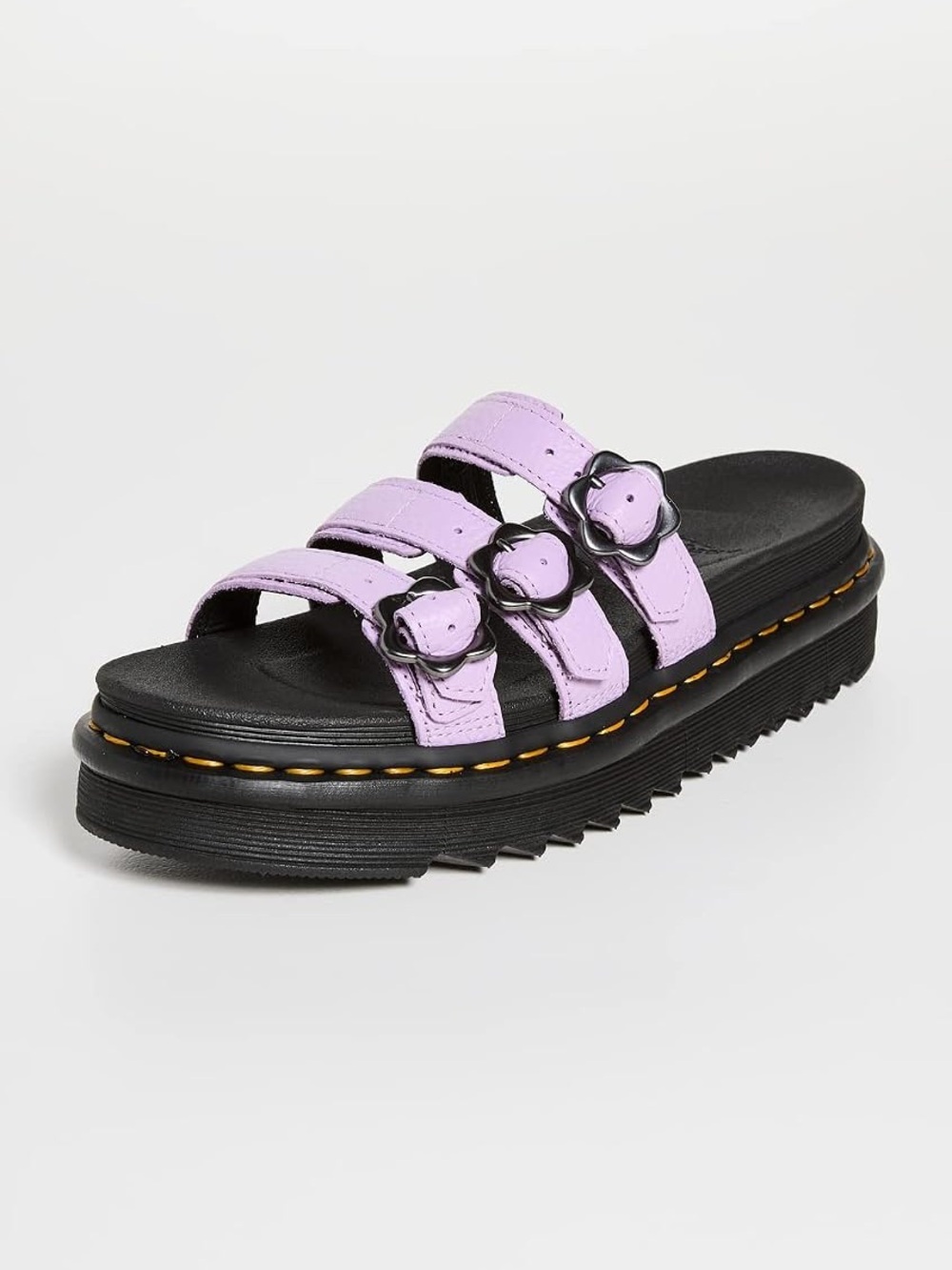 NEW Dr. Martens Blaire Flower Buckle Milled Nappa Slide Sandals in Lilac Sz 9 W - Picture 9 of 11